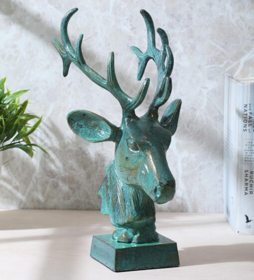 Antique Green Aluminium Deer Sculpture by Cocovey - Image 2