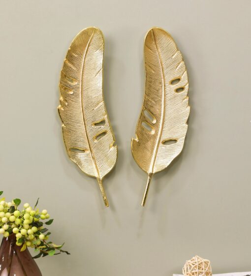 Golden leaf aluminum wood wall art by Cocovey - Image 2