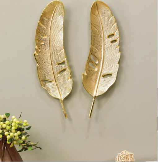 Golden leaf aluminum wood wall art by Cocovey