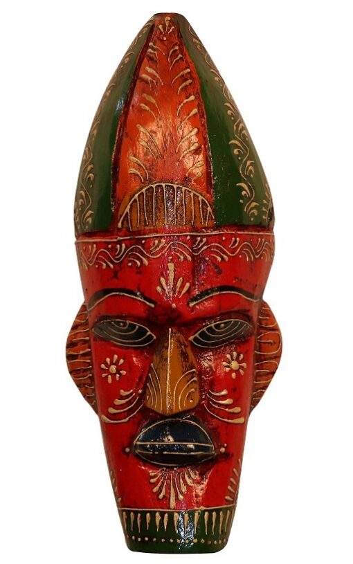 Wooden Tribal Red Wall Mask By Cocovey