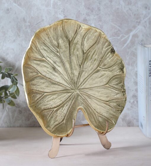 Golden Aluminium Lotus Leaf Sculpture by Cocovey