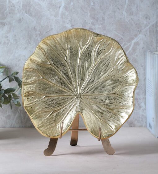 Golden Aluminium Lotus Leaf Sculpture by Cocovey - Image 2