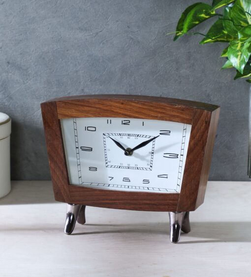 White Brown Wooden Study Table Clock By Cocovey