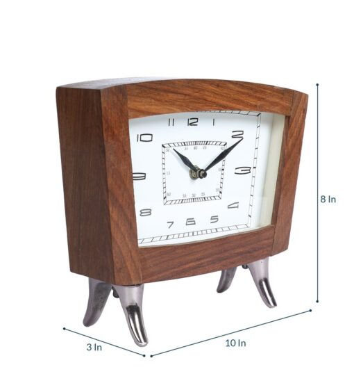 White Brown Wooden Study Table Clock By Cocovey - Image 5