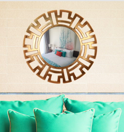 Golden Aluminium Wall Mirror by Cocovey Homes