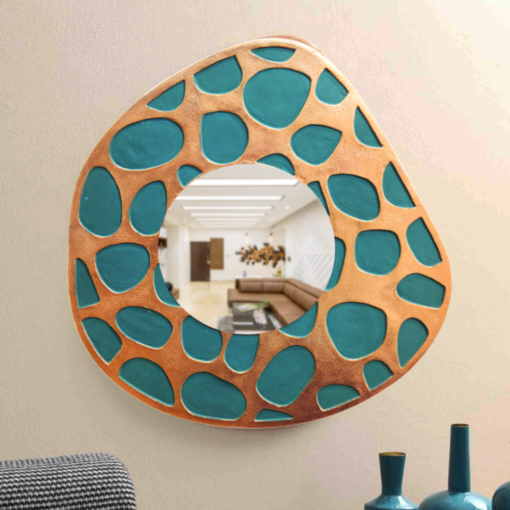 Green & Copper antique aluminum decorative wall mirror by Cocovey