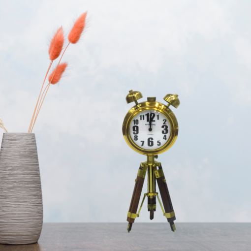 Golden Wood Tripod Table Clock By Cocovey