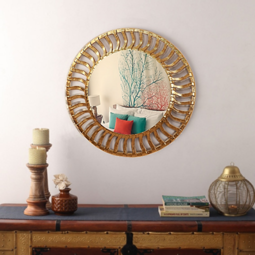 Golden Round Wall Mirror