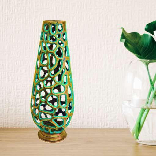 Brass Antique - Green Flower Vase