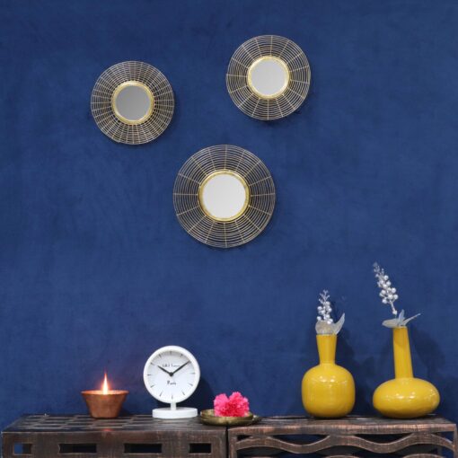 Gold metal round wall art