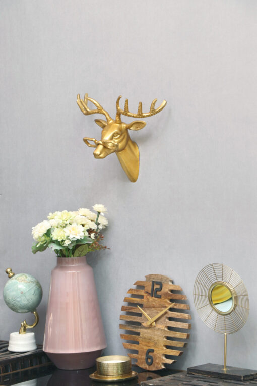 Gold Aluminium Deer Wall Head