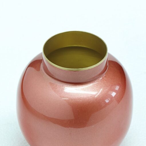 Shiny peach metal flower vase by cocovey homes - Image 4