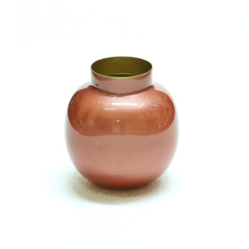 Shiny peach metal flower vase by cocovey homes - Image 3