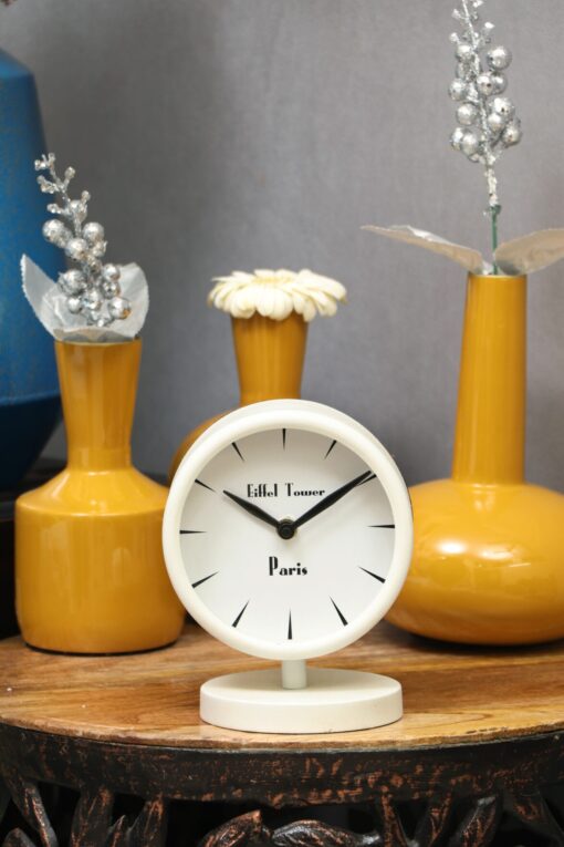 Charming white table clock by cocovey homes